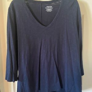 Chico's Deep Navy V-Neck Long Sleeve Top